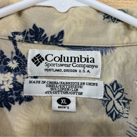 Columbia Aloha Shirt Mens XL Short Sleeve Linen Blend Button Up Hawaiian - Picture 3 of 8